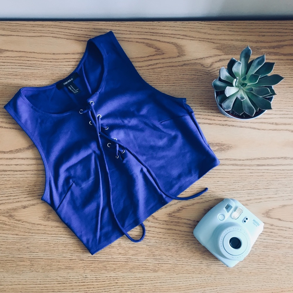 Cobalt Blue mid-rise crop top